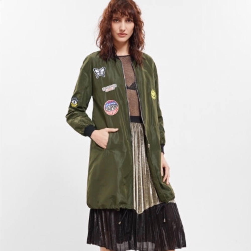 Army green patch work jacket